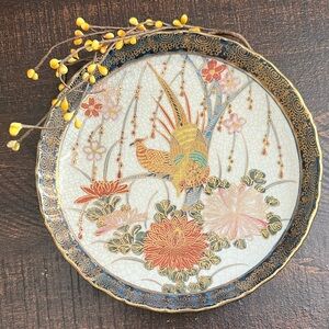 Satsuma Ware Japanese Elegant Multicolor Decorative Plate
